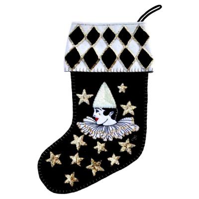 China Promotion Gift Christmas Decoration Supplies Bulk Black Plaid Christmas Stocking for sale