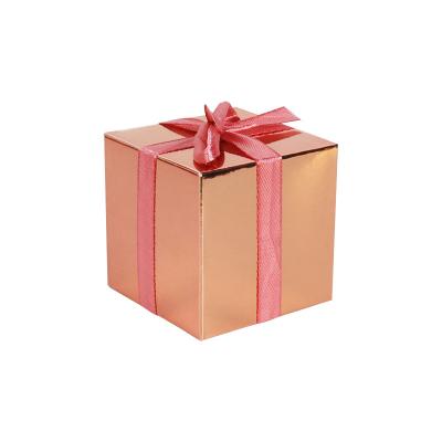 China Recycled Materials Birthday Party Square Gift Boxes Small Valentines Wedding Paper Candy Box With Ribbon for sale