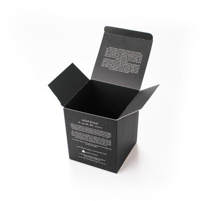 China Materials Factory Recycled Luxury Logo Black Paper Box Candle Folding Gift Box Custom Packaging for sale