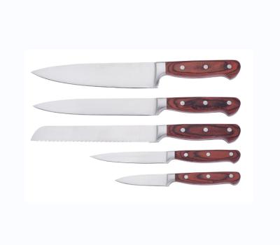 China Sustainable Five-piece Set Of Kitchen Knives Full Range Kitchen Chef Kit Stainless Steel Material Knives for sale