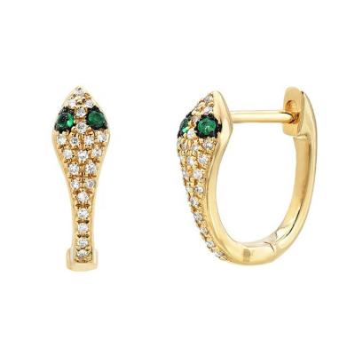 China Wholesale TRENDY Women Shape 18K Gold Plated 925 Sterling Silver Stone Huggie Circle Zirconia Snake Jewelry Earrings For Ladies for sale