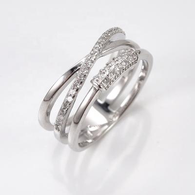 China Wholesale Hiphop Women's Jewelry 925 Sterling Silver 9K 14K 18K White Gold Color Plated Jewelry Band Rings With Cubic Zircon for sale