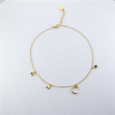 China TRENDY Star And Moon Anklet For Wome Latest Design Statement CZ Zicon Jewelry 925 Sterling Silver Star And Moon Cubic Anklet For Women for sale