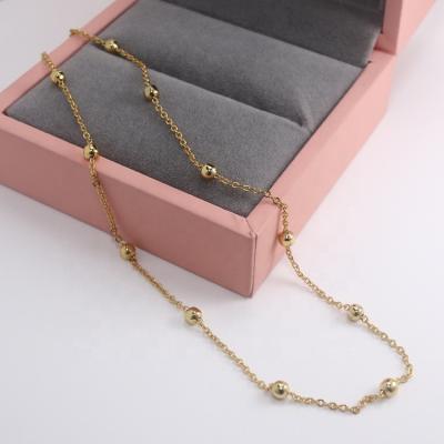 China Wholesale FASHIONABLE 18K Plated Pearl Chain Gold Brass Ball and Chain Necklace for sale