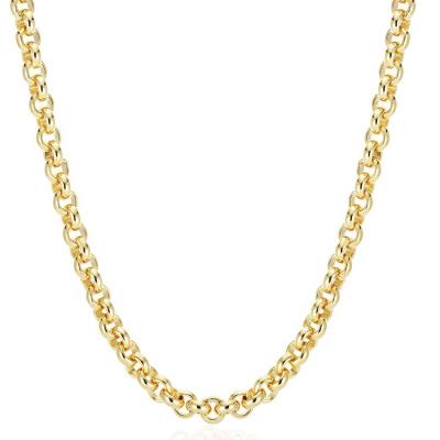 China Hiphop Wholesale 18K Gold Plated Big Round Ring Brass Link Chunky Chain Necklace for sale