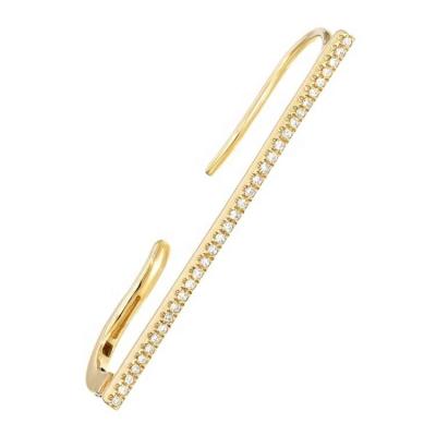 China TRENDY Custom Jewelry 18K Gold Plated Women Minimalist C Cartilage Bar Brass Zirconia Long No Piercing Ear Clip Cuff Earrings for sale