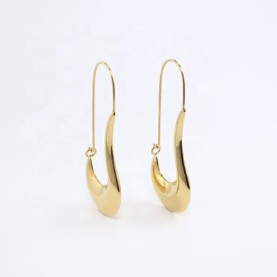 China Simple Fashion PVD 18K Gold Plated Retro High Exaggerated Simple Polished Smooth Hook Gold Hoops Stainless Steel Chunky Earrings Women for sale