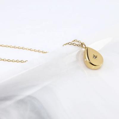 China Casual/Sporty 18K Gold PVD Plated Waterproof Custom Pear Lock Starburst Waterdrop CZ Necklaces Stainless Steel Pendant Designer Jewelry for sale