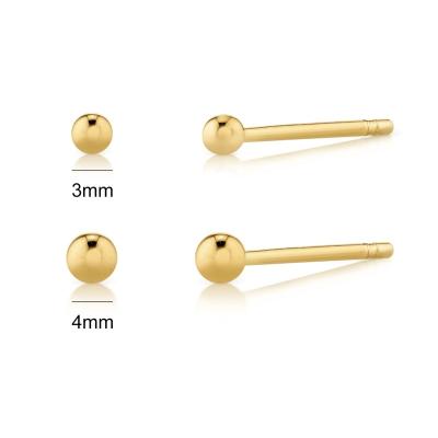 China CLASSIC Custom Jewelry 9K 14K Fine Jewelry Fashion Simple Design Pure Solid Gold Round Ball Stud Earrings for sale