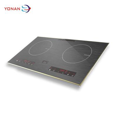 China Metal Surface Edge Control Double Burners Multi Burners Induction Cooker 3200W for sale