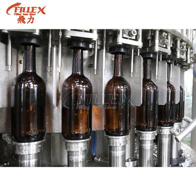 China Full Automatic Beer Wine Carbonated Drinks Beverage Glass Bottle Liquid Bottling Filling Machine With Crown Cover for sale