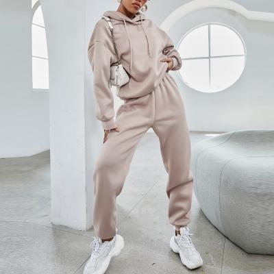 China Breathable Design Your Own Heavy Plain Sweatsuit Ladies OEM Fleece Jogger Pants And Pullover Hoodie Set Sports Women Tracksuit for sale