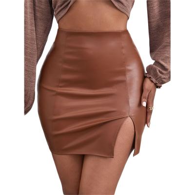 China Custom Anti-Static Print Ladies Summer Fashion Sexy Tight Pencil Casual High Waist Short Skirt Woman Slit Leather Mini Skirt Womens Skirts for sale