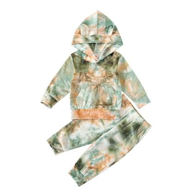 China Kids boutique clothing kids girls winter tie dye velvet casual jogger set baby clothes outfits suits for kids for sale