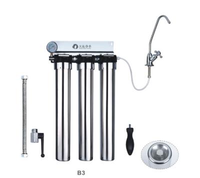 China 3 Stage Stainless Steel Outdoor Pipeline Connected Under Sink Water Filter for sale