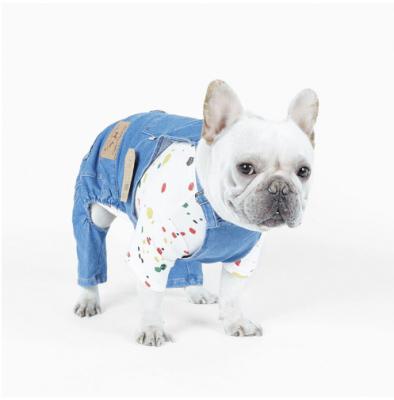 China Sustainable Dog clothes jeans high elasticity cotton fashion print clothing for sale