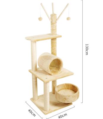 China Sustainable Customizable Cat Scratching Modern Natural Wooden Post Tunnel Cat Tree Climbing Cat Tree Customization for sale