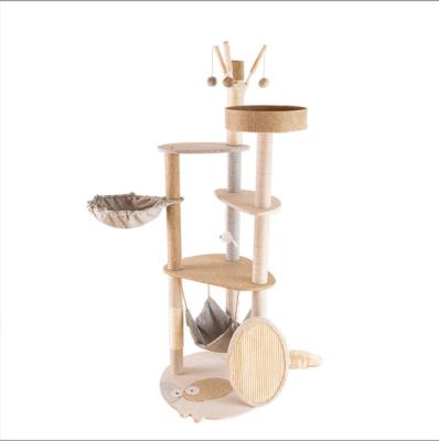 China Viable suitable for indoor cats one-piece shelf cat tree jumper sisal rope cat toys for sale