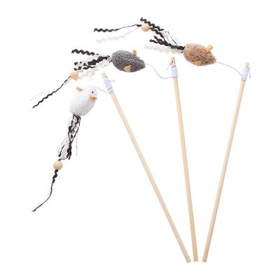 China Viable Maker's Temptress Toys Wooden Rods Feather Sticks Cat Toys Cat Teaser Sticks Interactive Teaser for sale