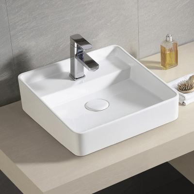 China Yuson YS28514 Modern Slim Edge White Ceramic Above Counter Mount Wash Basin Hand Wash Bathroom Products Sinks for sale