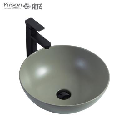 China YUSON YS28504-GN Matt Green Bathroom Sinks Wash Basin Modern Bathroom Art Basin Ceramic Sink for sale