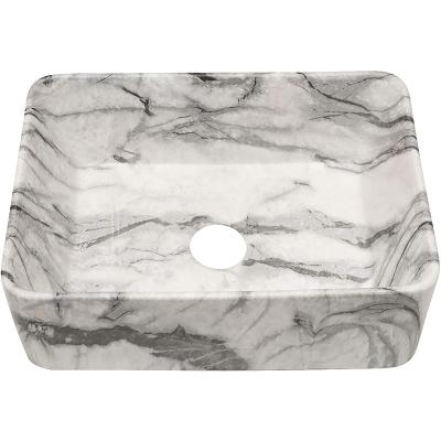 China Modern Yuson Ys28496 Marble Pattern Water Transfer Art Ceramic Pedestal Basin Bathrooms Washing Art Ceramic Basin for sale