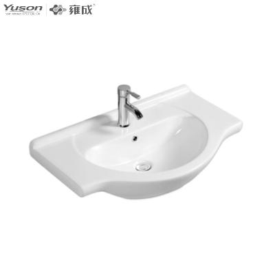 China YUSON YS27201-75 Modern Classic White Ceramic Bathroom Cabinet Basin Furniture Sink Vanity Wash Basins for sale