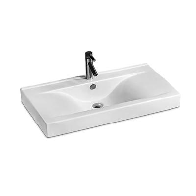 China Contemporary YUSON YS27289-90 White Ceramic Cabinet Basin Counter Top 10cm edge bathroom vanity basins for sale