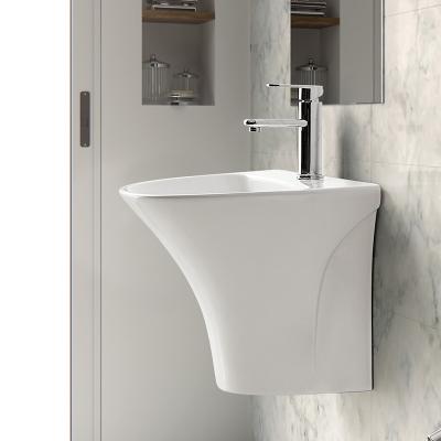 China Yuson YS22294BH Contemporary One Piece Wall-hung Ceramic Body Modern White Color Bathroom Sink for sale