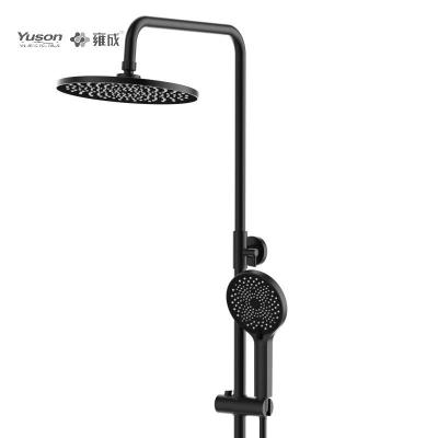 China Sliding Bar YUSON YS34091-MB Digital Fashion Matte Black Shower being set with thermksat showers system with shelf bathroom for sale