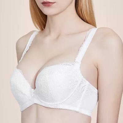 China Breathable Non Constant Gathering Design Thin Cup Lace Type V Big Size Large Seamless Bra Woman for sale