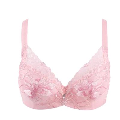 China Breathable Exquisite Pattern Comfortable Breathable Lateral Retraction V Style Full Coverage Oversized Bra for sale