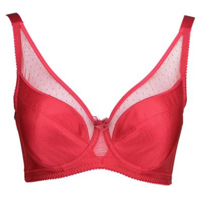 China Breathable New Red Thin Large Chest Show Small Full Cup Adjustable Stylish Sexy Bra For Women for sale