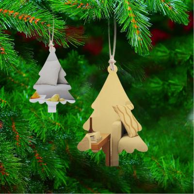 China Acrylic Christmas Tree Supplies Decoration Gold Silver Mirror Hanging Leaf for sale