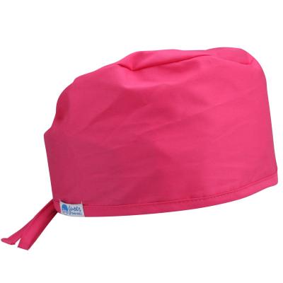 China Breathable In-Stock Nurses Breathable Pink Hospital Surgical Cap With Ponytail for sale