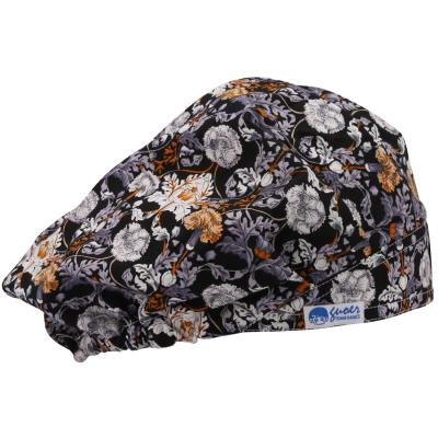 China Hot Selling Comfortable Breathable Washable Cotton Unisex Print Scrub Hat With Button for sale