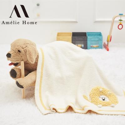 China Amelie Home Custom Soft Baby Anti-Static Wrap Knitted Animals Baby Blanket Cartoon Blanket for sale