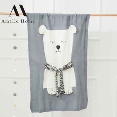 China Amelie Home Wholesale Baby Blanket Anti-Static Animals Baby Wrap Blanket Cotton Knit Baby Blanket Super Soft for sale