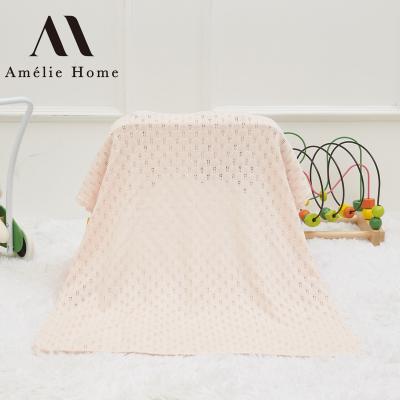 China Amelie Home Summer Knitted Baby Blanket Anti-Static 100% Cotton Baby Receiving Super Soft Blanket for sale