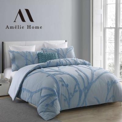 China Amelie Home Blue Jacquard Bedding Nondisposable Comforter Bedding Sets Bed Linen Quilt Cover Set for sale