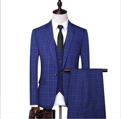 China Low MOQ Solid Formal Cheap Men Wedding 1 Piece Anti-Wrinkle Grid Suits Male Party Suits Wedding Mens Suits for sale