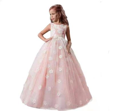 China Regular Birthday Banquet Bridesmaid Dresses Wedding Elegant Girl's Long White Dress For Kids for sale