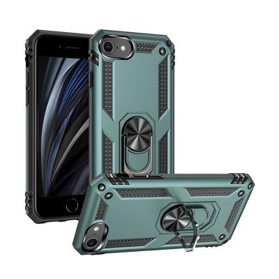 China New Popular Shockproof Armor Dual Layer 2 in 1 360 Degree Rotating Metal Ring Holder Kickstand Phone Case for iPhone SE Cases 2022) ( for sale