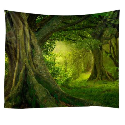 China CLASSIC dreamy sunny forest landscape living room wall decoration tapestry material 100% polyester brushed fabric for sale