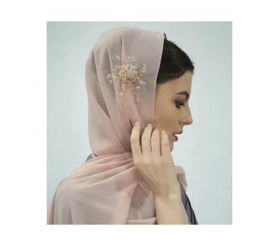 China Wholesale Faux Stone Chiffon Crystal Chiffon Georgette Scarf Plain Hijab Women Soft Feeling Muslim Shawl for sale