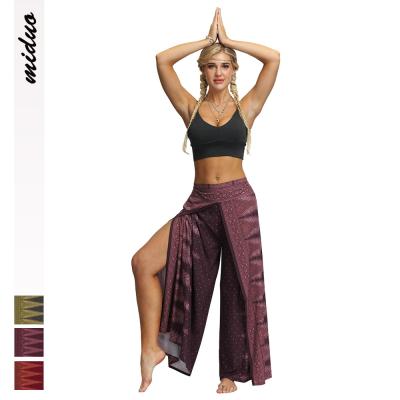 China New 2021 soft feeling digital printing plus size casual dance yoga pants high waist sports wide leg harem pants for sale