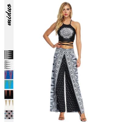 China 2020 Wide-leg Fitness Yoga Sportswear Women's Casual Printed Bohemian Pants Soft Feeling Women's Pants And Trousers for sale