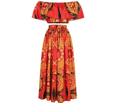 China 2020 African Clothing Women Soft Feeling Crop Two Piece Set Tops And Maxi Skirts for sale