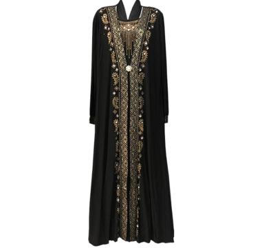 China Patchwork Lace Sequin Cardigan Middle East Fashion Soft Feeling Pearl Slice Muslim Dress for sale