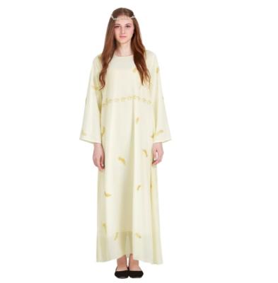 China 2021 summer fashion casual modern o-neck embroidered arabic muslim middle dress short long sleeve dress for sale